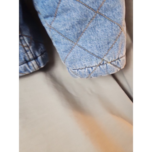 Vintage Lauren Jeans Co Jacket Womens Large Quilted Denim Equestrian Barn Coat - Picture 5 of 11